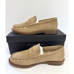 Banana Republic Men’s Soft Suede Penny Loafers 10 Almond Casual Dress Shoes
